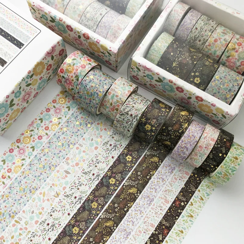 

10Pcs/Set Black Gold Washi Tape Vintage Galaxy Masking Tape Cute Decorative Adhesive Tape Sticker Scrapbooking Diary Stationery