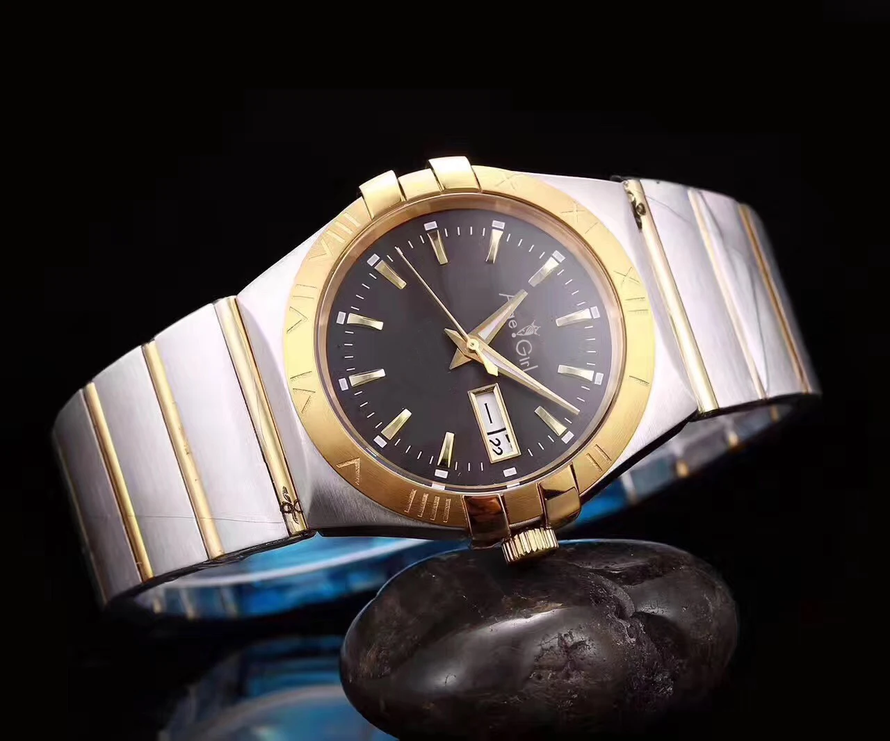 

Classic New Men Daydate Rose Gold Silver Black White Watch Automatic Mechanical Stainless Steel Sapphire Watches Rome Bezel