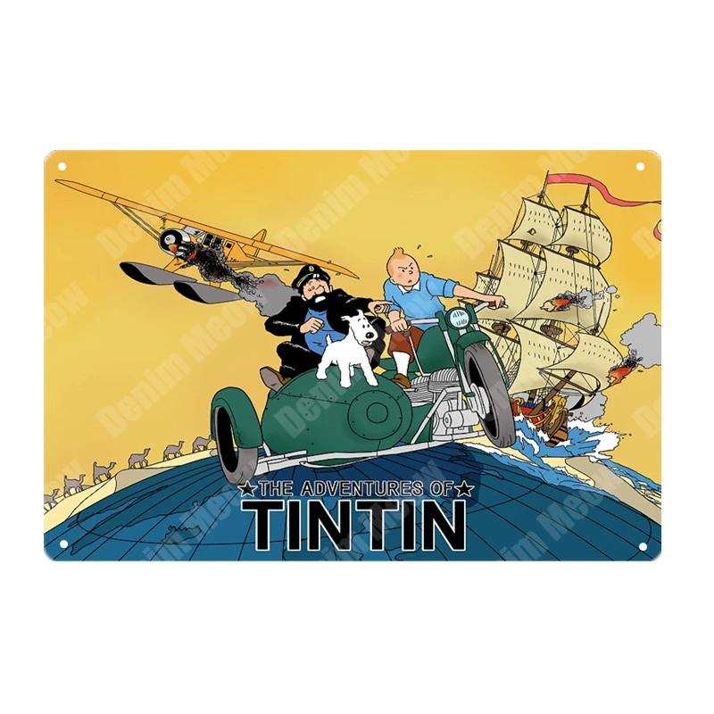 R Tintin мультфильм металлическая Оловянная вывеска Альфа арт живопись магазин настенный стикер домашний декор Tintin фильм плакат Бар Винтаж железные тарелки MN120 - Цвет: R