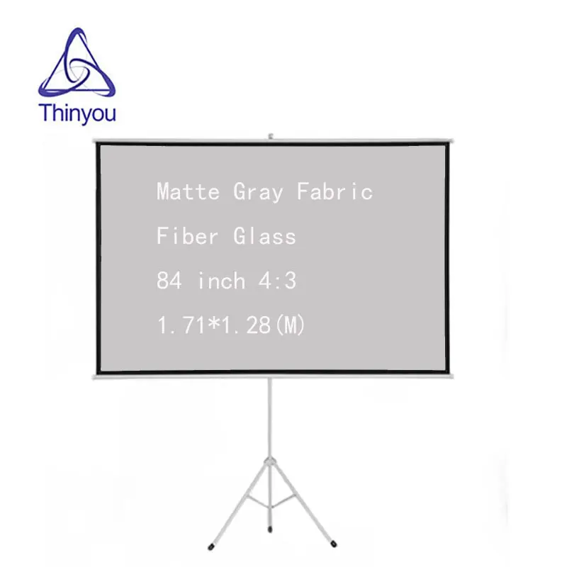 

Thinyou 84inch 4:3 Tripod Projector Screen Matte Gray Fabric Fiber Glass Gain Portable Pull Up Braceket with Stable Stand Tripod