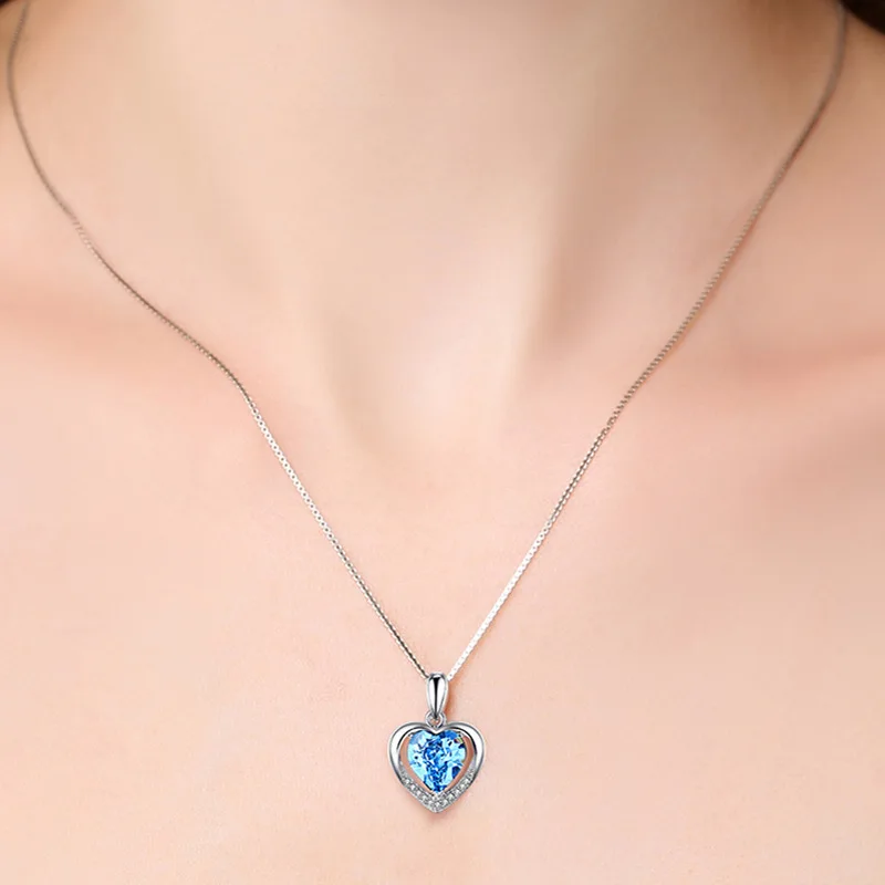 Bague Ringen Temperament 5 colors optional Heart shaped Gemstone Pendant for Women Cordiform Silver 925 Jewelry Engagement GIFT