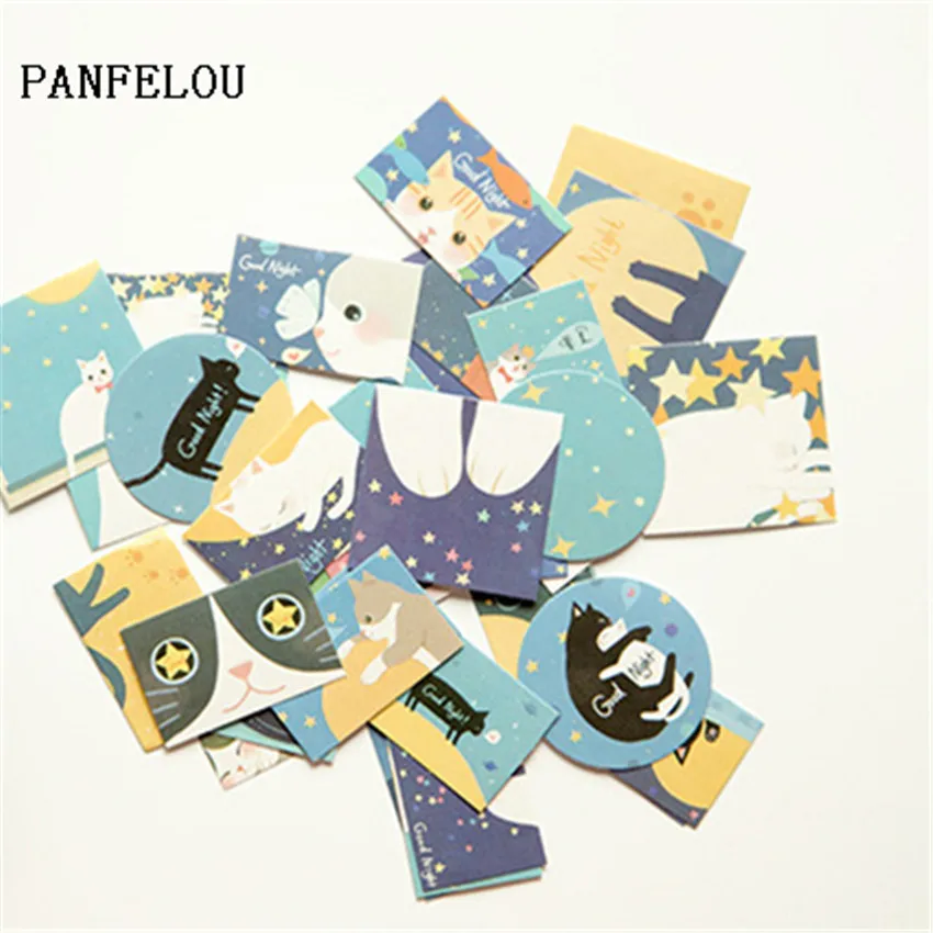 

PANFELOU 1 пакет = 40 шт. Ночная кошка, герметичная паста, клейкие бумажные наклейки, ручной счет, скрапбукинг, альбом «сделай сам»