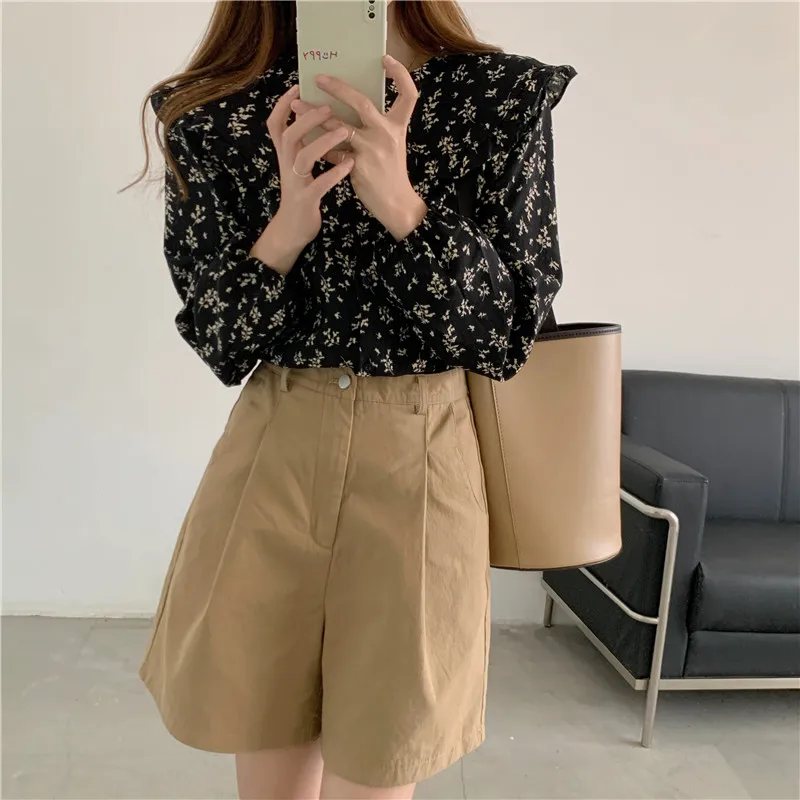 

Spring plus Size French Floral Shirt Women's Design Sense Fat mm Gentle Temperament Doll Collar Long Sleeve Top