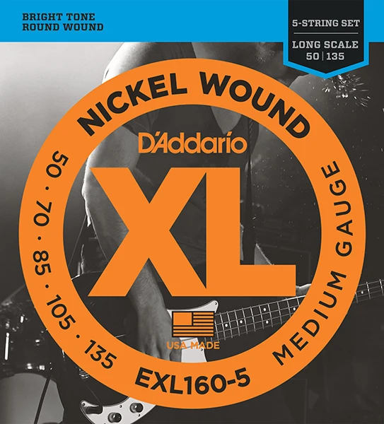 lu_ EXL160 5 XL NICKEL WOUND Струны для струнной бас гитары string Long Medium 50 135 DAddario|Детали и