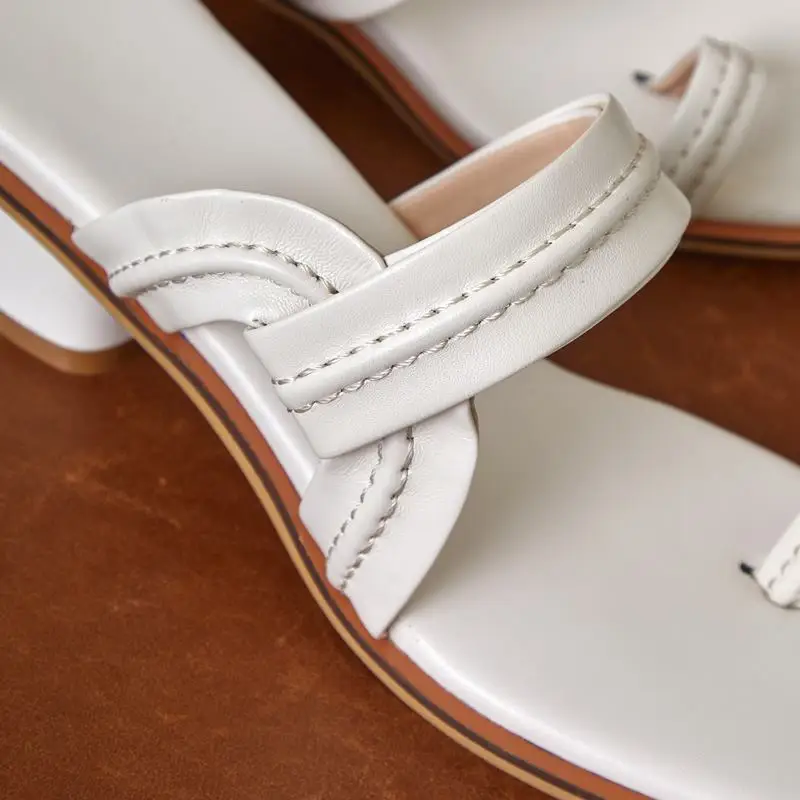 

ALLBITEFO fashion soft genuine leather beach sandals women heels shoes summer women slippers outdoor street girls flip flops