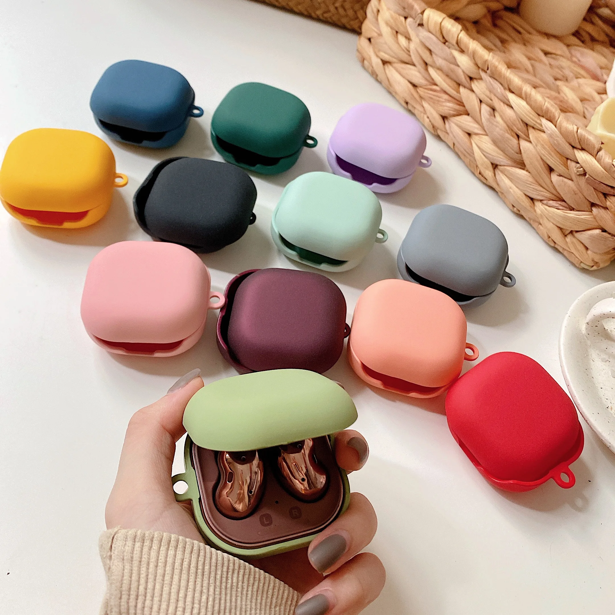 Однотонный чехол для наушников Samsung Galaxy Buds Live яркие цвета ПК Жесткий Чехол