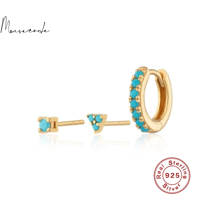 

MORSE CODE Hoop Earring For Women Pendientes Plata 925 Minimalist Bling Turquoise Piercing Small Hoop Earring Girl Birthday Gift