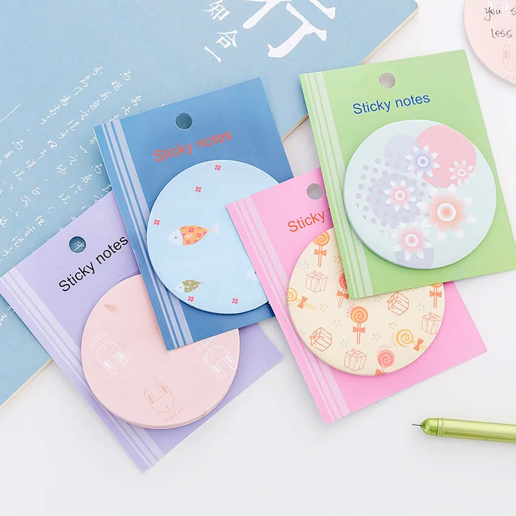 

Cute Korean Stationery 40pcs Kawaii Memo Pad Sticker Round Note Pads School Office Decoration Sticky Note Memo Sheets To Do List