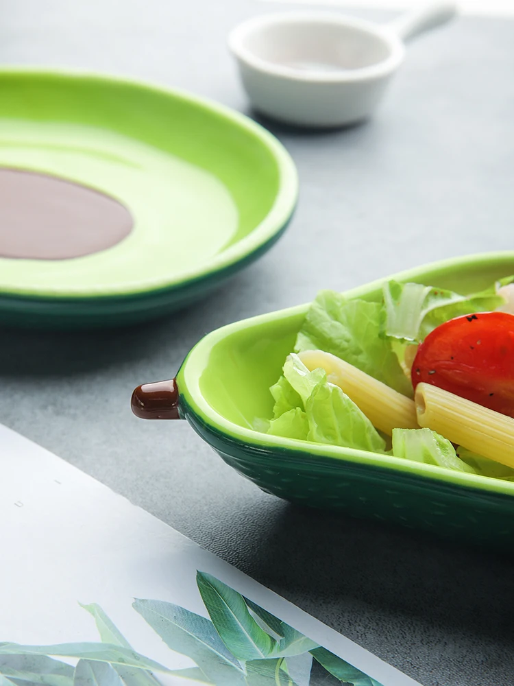 Корейская керамическая тарелка авокадо салатная миска для десерта закуска