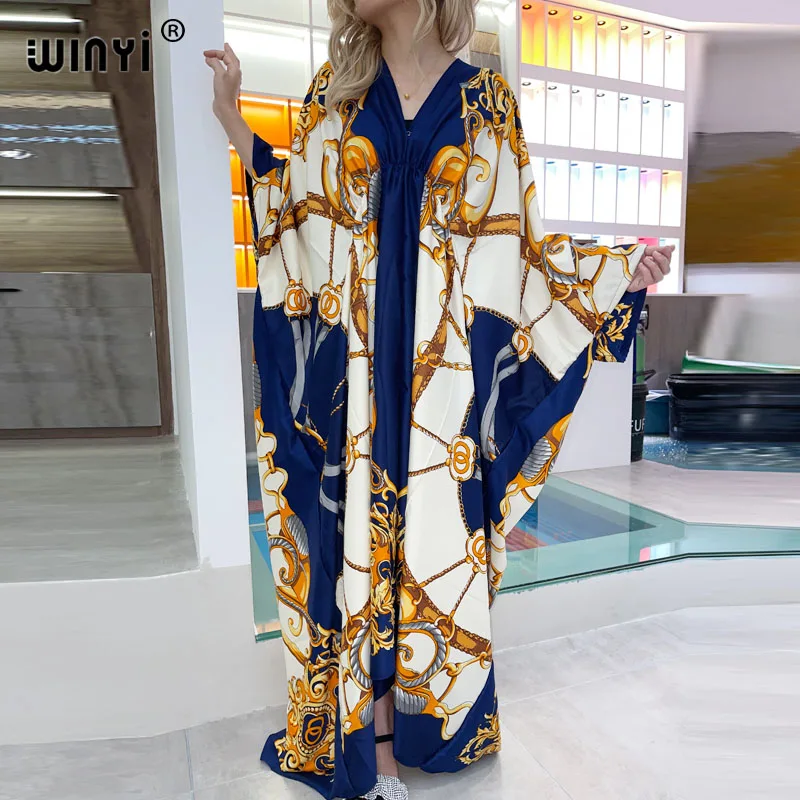 

robes de cocktail Women V-Neck Long Dress Muslim Pakistani Marocain Elegante African Lslanm Holiday Batwing Sleeve Silk Robe