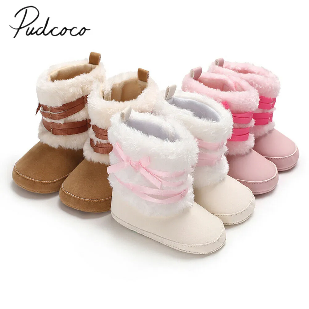 2019 детские ботинки для маленьких девочек зимние мальчика пинетки малышей бант