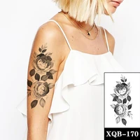 waterproof temporary tattoo sticker black plain flower leaves design fake tattoos flash tatoos arm legs body art for women girl