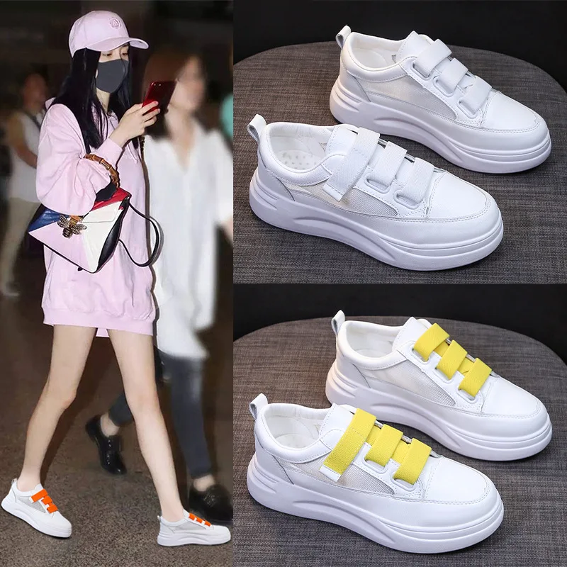 Woman Leather Shoes 2019 Autumn New Fashion Women Casual High Platform PU White Sneakers | Обувь
