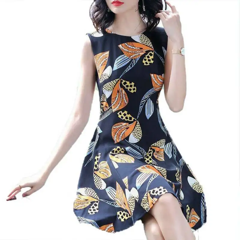 

Women Vintage Floral Sleeveless Tank Dress Ladies Holiday Beach Party Sundress