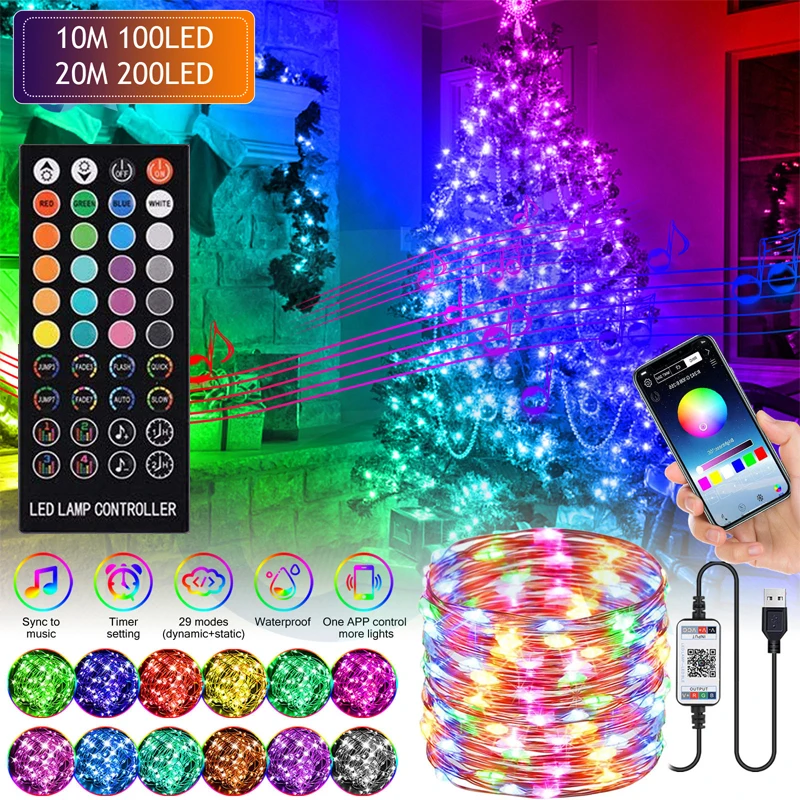 

20m Fairy LED String Christmas Light Festoon New Yeart 2022 Decoration Waterproof For Outdoor/Indoor Bedroom Party Decor