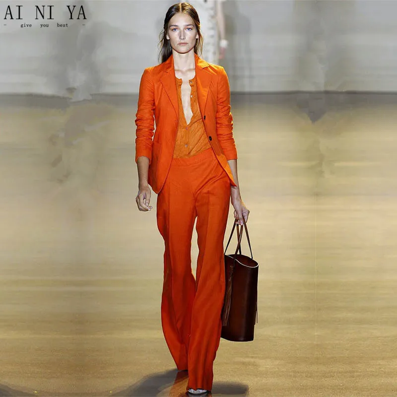 Костюм женский деловой из 2 предметов оранжевый | Женская одежда