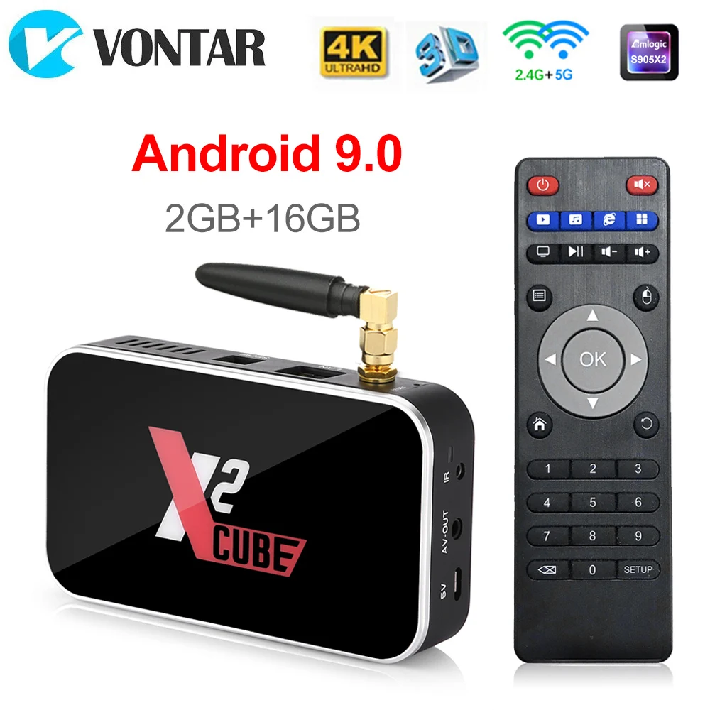 ТВ приставка X2 CUBE с Android 9 0 DDR4 2 ГБ 16 Amlogic S905X2 4G/5 ГГц Wi Fi 1000M Bluetooth 4K HD Pro 4 Гб 32