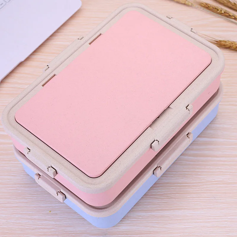 

Wheat Straw Lunch Box Child Bento Box With Dinnerware Healthy Material Leak-Proof Microwave Dinnerware Food Storage Container