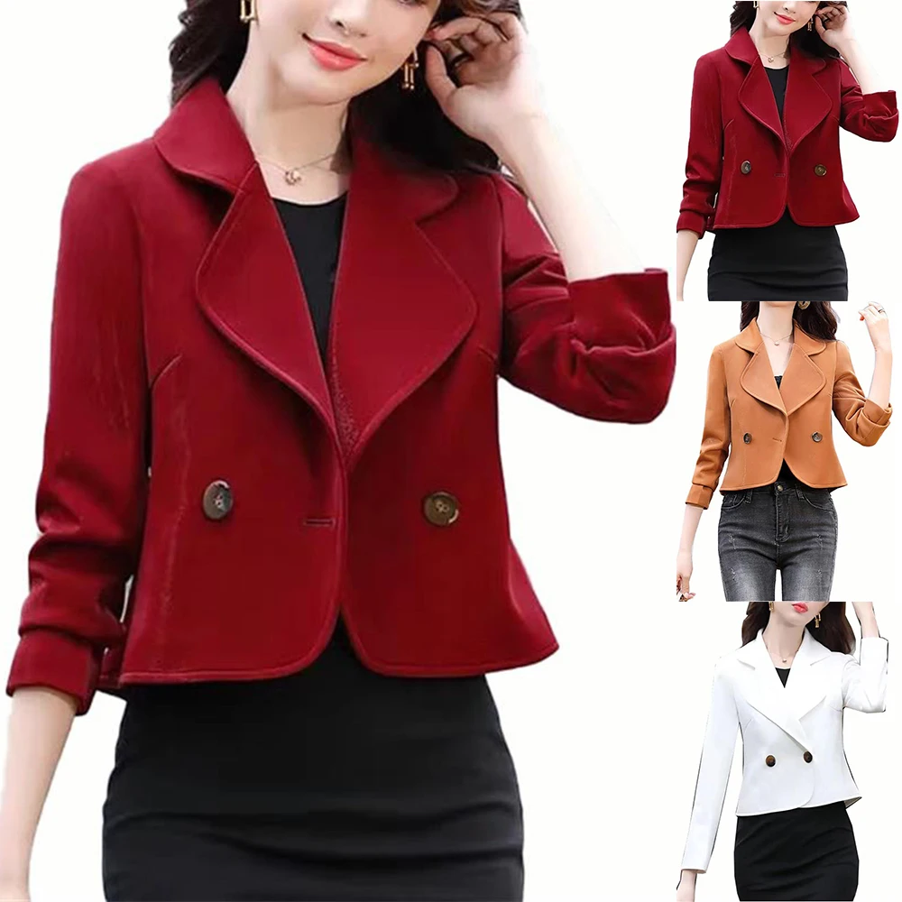 

Fashion Womens Winter Warm Ladies Office Work Plain Lapel Overcoat Casual Button Short Coat Outwear Wearing Tops Clothes