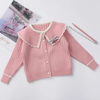 girls sweaters cardigan 2022 new autumn winter lapel striped long sleeved bow top toddler girl cardigan toddler fall clothes