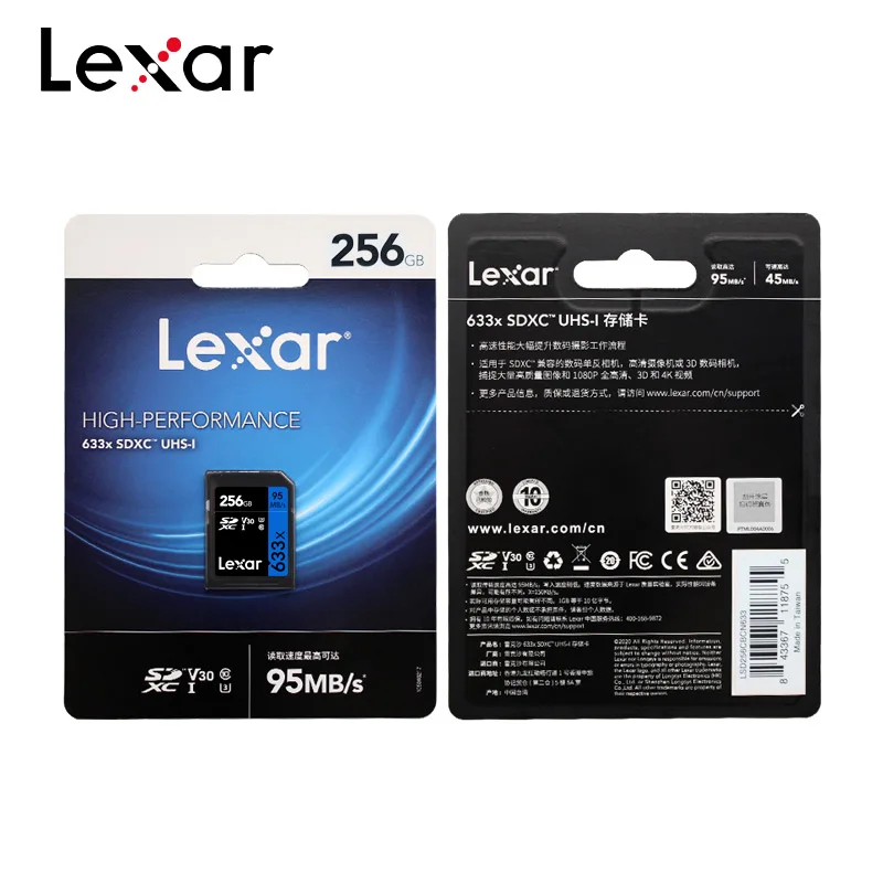Карта памяти Lexar SDXC 256 ГБ 128 карта V30 64 SD 32 Гб U1 флэш высокоскоростная макс. 95 м C10 633x