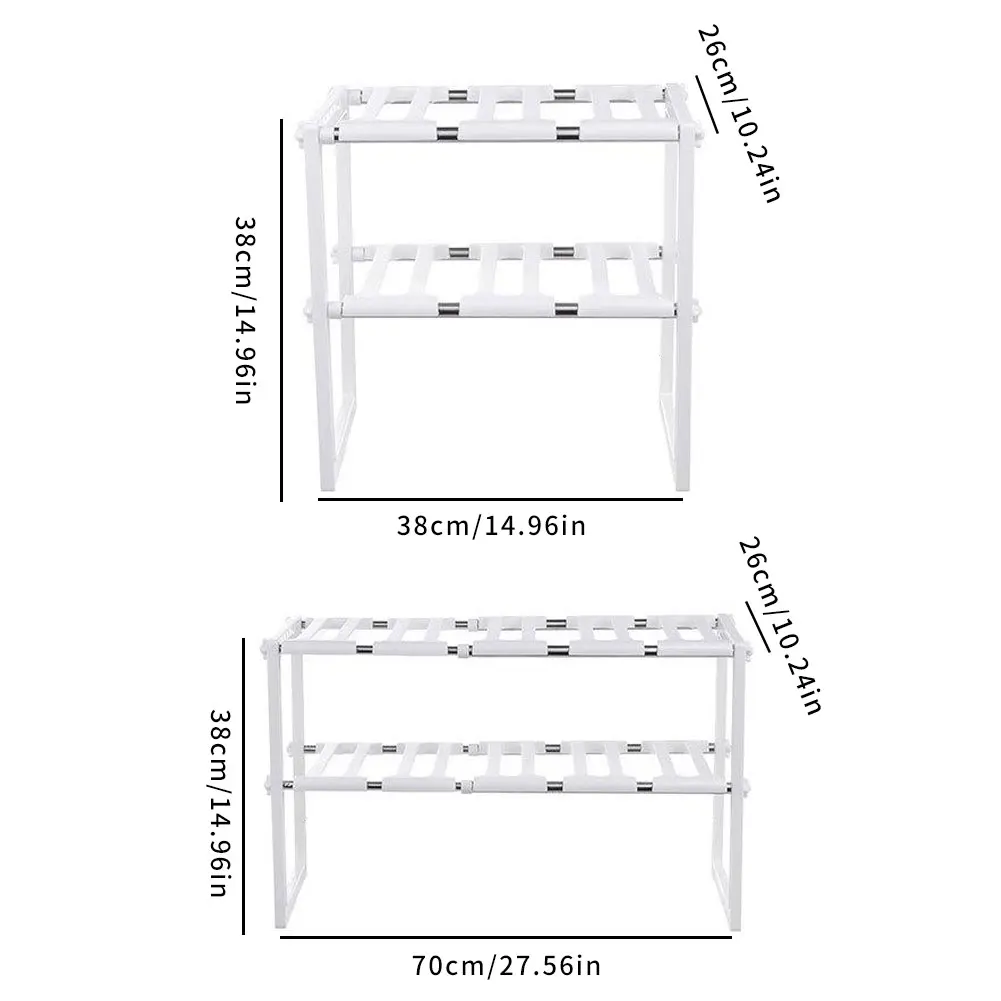 

Under Sink Storage Shelf Kitchen Organizer Rack 2-Tier Stainless Steel Extendable Holder