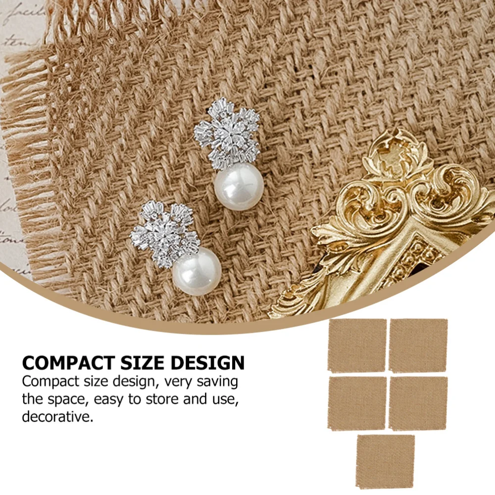 

5PCS Linen Mat Photo Props Decor Linen Cloth Pieces Photography Props (Khaki)
