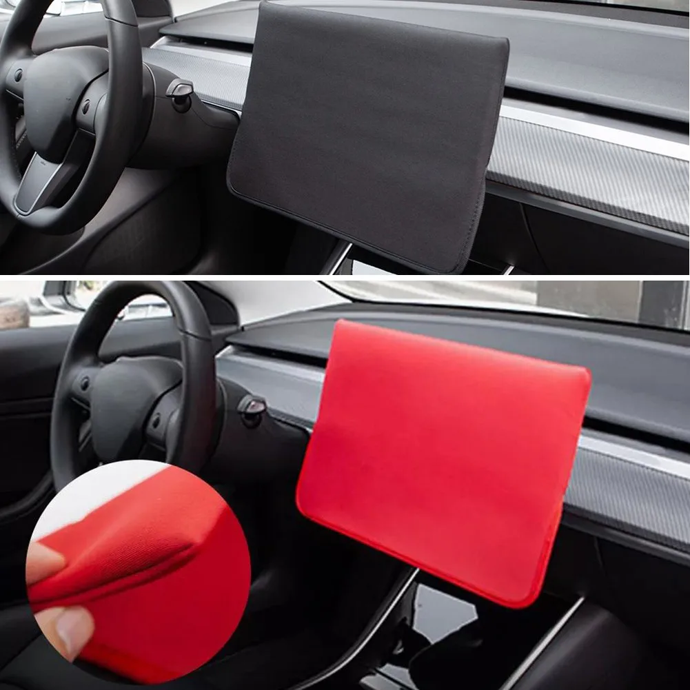 

1pc Red Black Screen Protector Interior Parts For Tesla Model 3 2017-2021 Model Y Slip On Sunshade Screen Protector Dust Cover