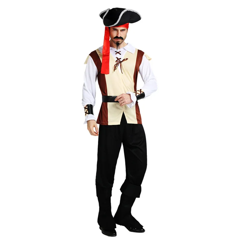 Cool Men Pirate Costume Cosplay Carnival Party Purim Halloween Adult Stage Performance Role Play Christmas | Тематическая одежда и