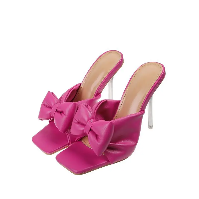 

Women's sandals, bow square thin heels, large size 42 sexy Sandal