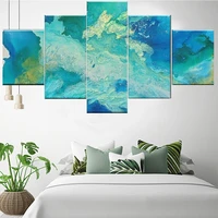 5 pieces wall art canvas painting abstract poster blue ocean modern living room home decoration framework pictures modular
