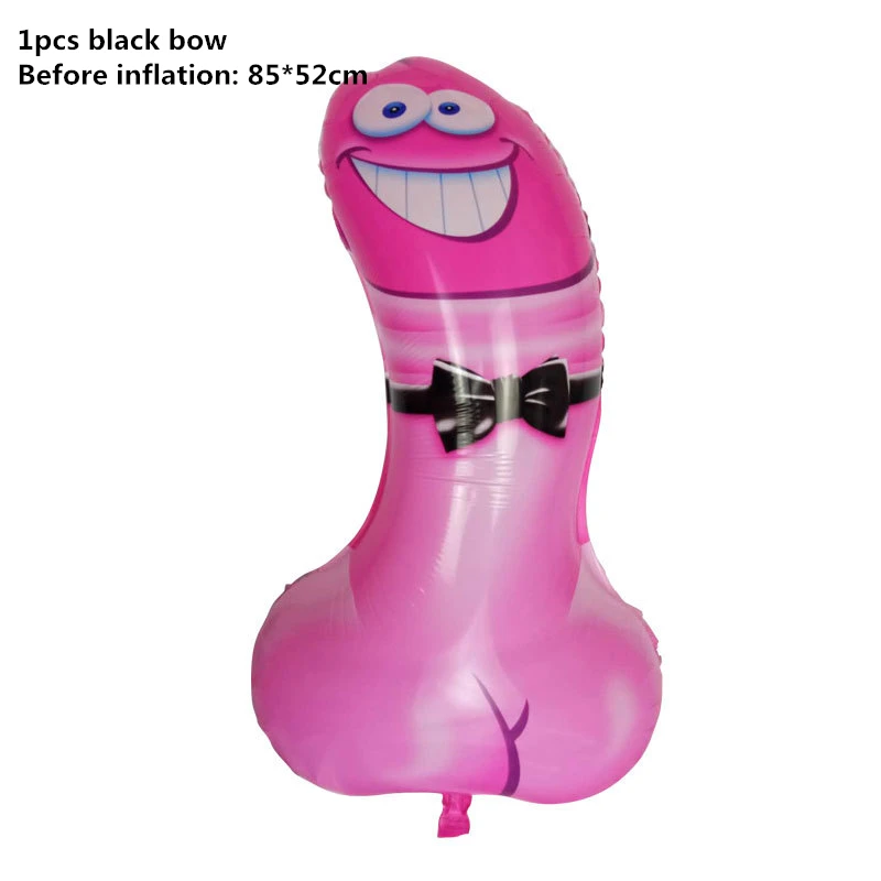 1pcs Black bow Penis Свадебные украшения свадебная вуаль Девичник вечерние большой розовый пенис фольгированный шар алюминиевые шары невесты команда To Be, Q - Цвет: 1pcs Black bow Penis