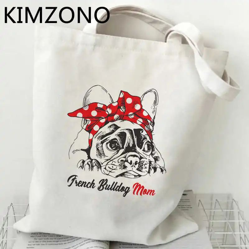 

French Bulldog shopping bag handbag bolso shopper canvas grocery shopper bag cloth bolsa compra fabric sacola sac tissu