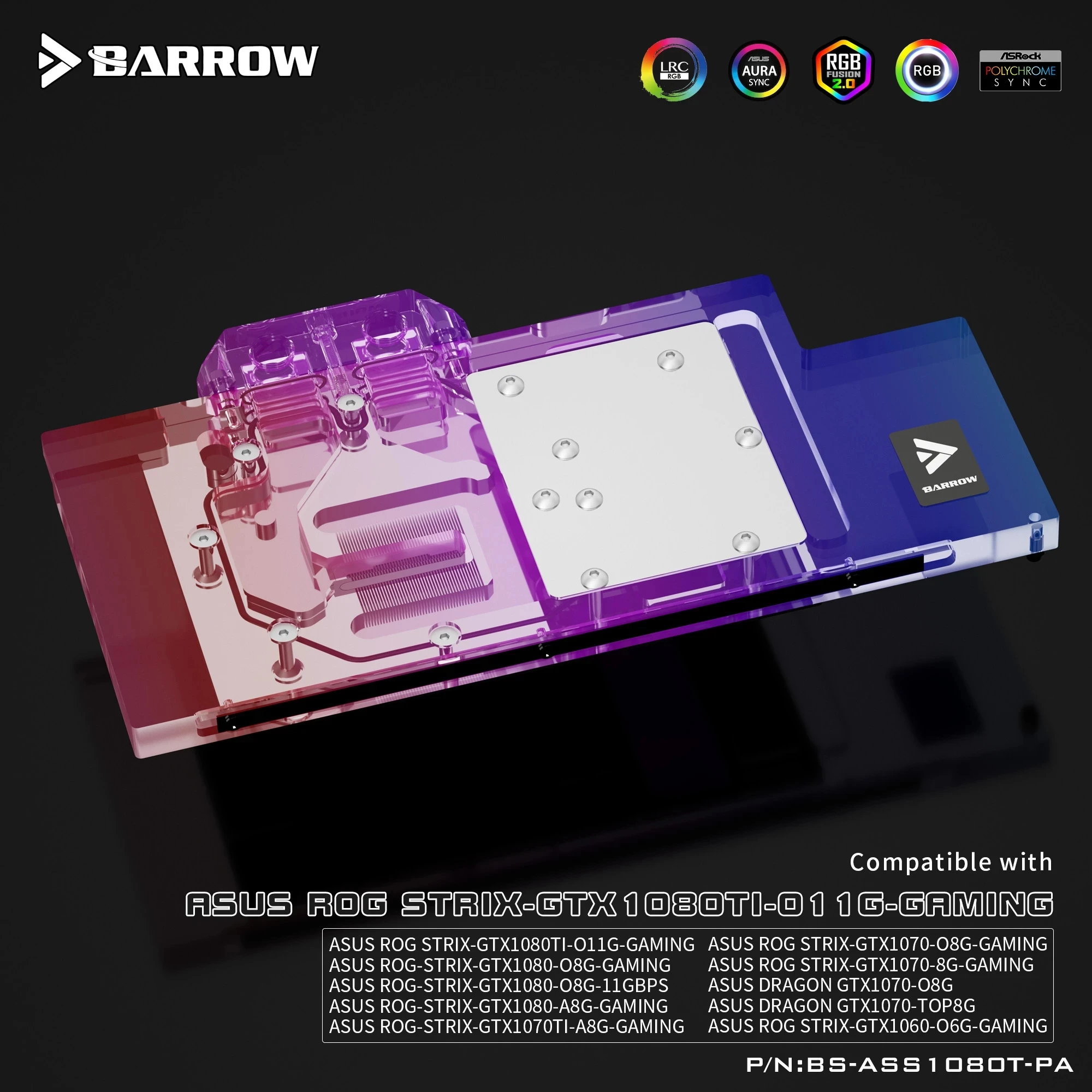 Barrow BS ASS1080T PA LRC 2 0 полная крышка графическая карта блок водяного охлаждения для ASUS