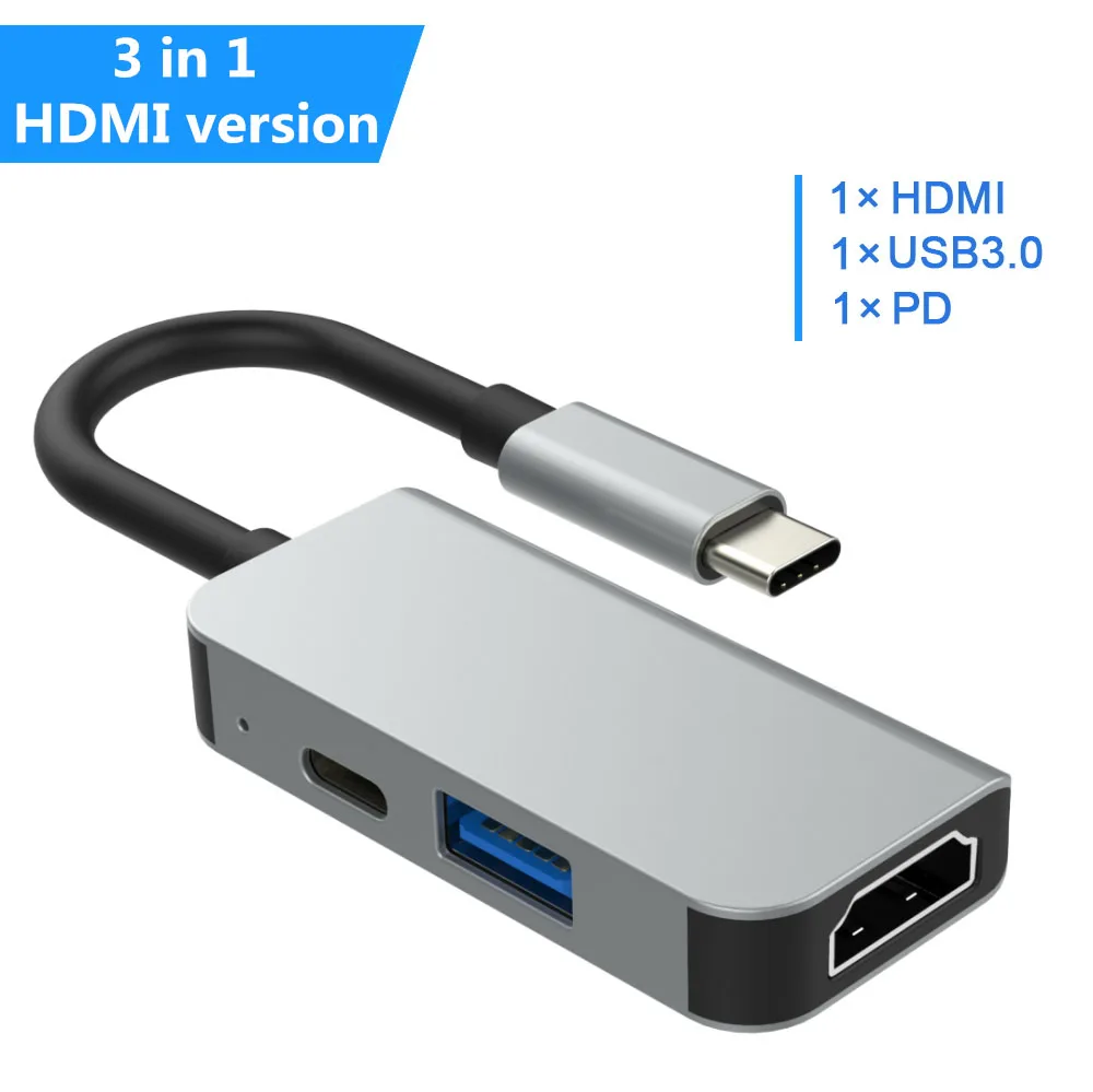8in1 USB c концентратор thunderbolt 3 Тип c к HDMI 4 к UHD 87 Вт PD Быстрая зарядка USB3.0 концентратор 1000 Мбит/с конвертер передачи Тип c адаптер - Цвет: 3in1