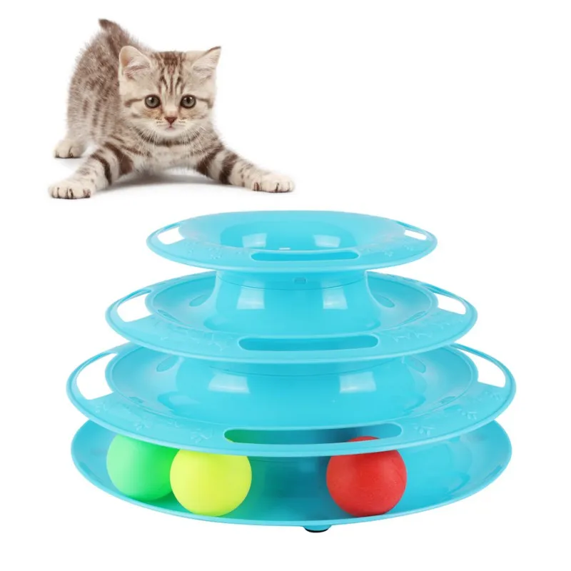 

3 Layers Funny Cat Pet Toy Cat Toys Intelligence Play Disc Cat Toy Balls Cat Crazy Ball Disk Interactive Feather Stick Toy