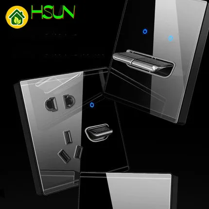 Переключатель с сбросом закаленного стекла черный переключатель типа 86 1 2 3 4