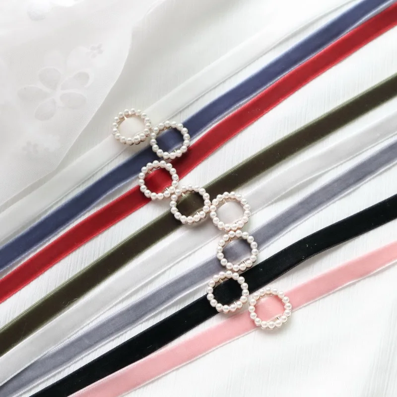 Модное бархатное ожерелье чокер с имитацией жемчуга и круга для женщин девушек