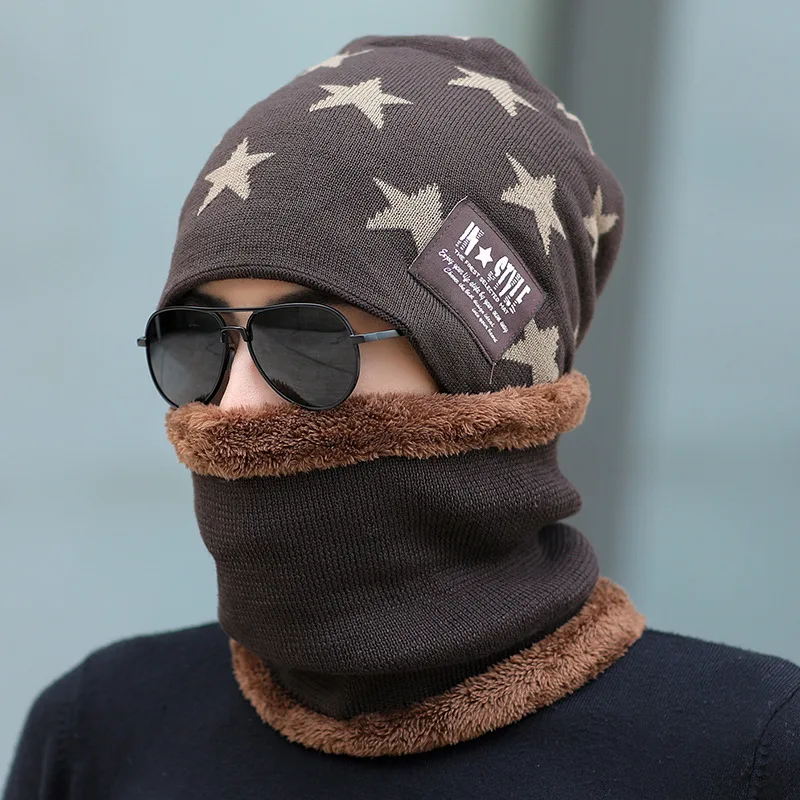 Новинка мужская шапка шарф коралловые флисовые колпачки для мужчин и женщин