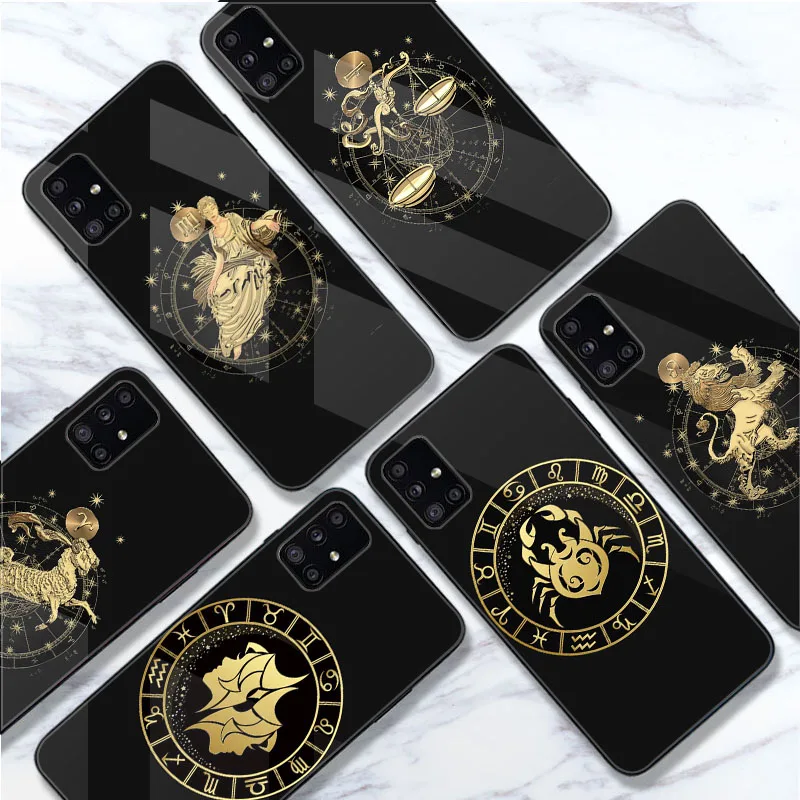 

Zodiac Signs Tempered Glass Phone Case For Samsung M51 M41 M40 M31S M30S M21 M20 M10 A91 A90 A81 A80 A9 A8 A7 2018 A12