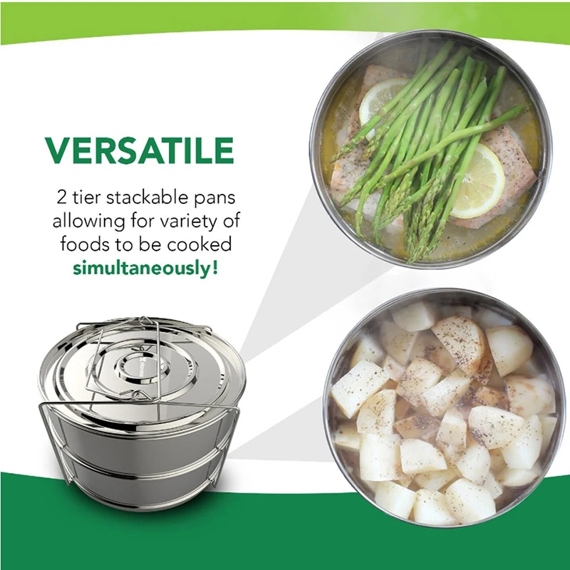 2 Layers Steamer Insert Stackable Food Design Compatible With Instant Pot Set Sling Stainless Steel | Дом и сад