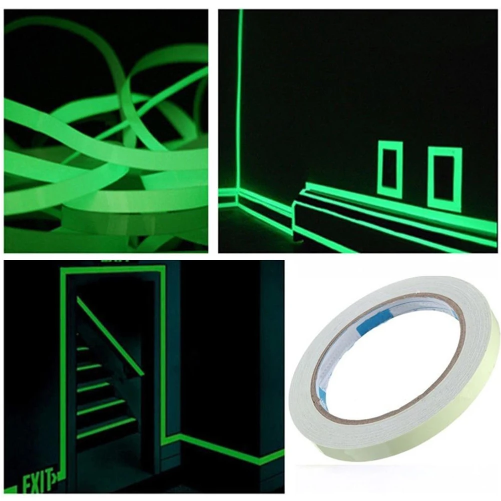 2.5cmx5M Luminous Fluorescent Glow In The Dark Safety Warning TapeNight Self-adhesive Security Home Decoration Sticker Tape |