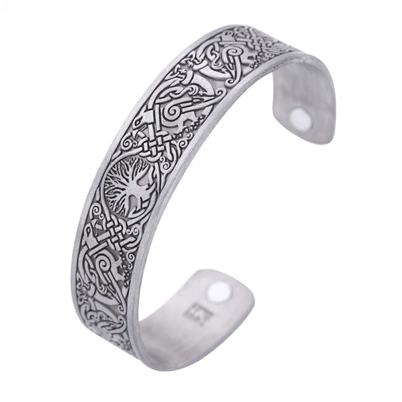 silver 0045-1 Винтажный Ирландский Счастливый узел Викинг Ворон узор магнитный браслет скандинавские тенденции моды мужчины и женщины браслет ювелирные изделия - Окраска металла: silver 0045-1