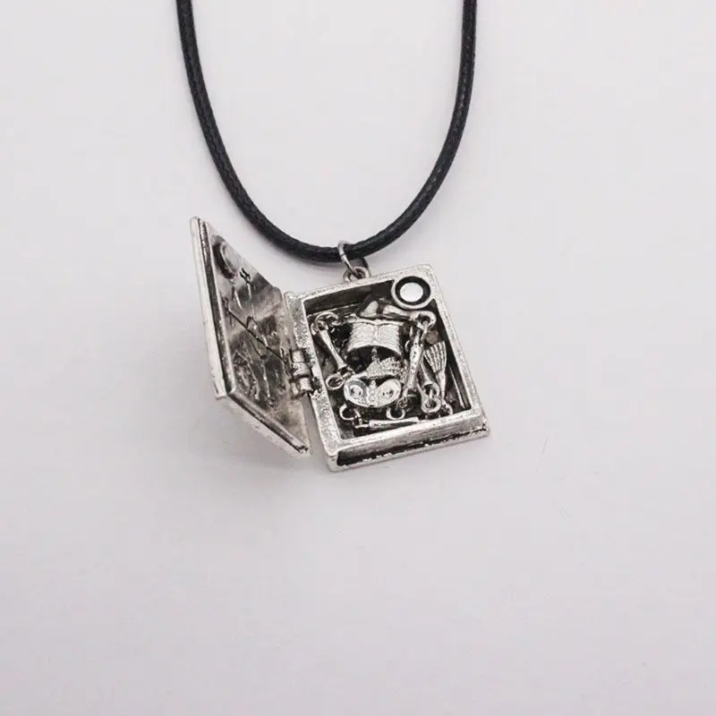 Винтажная Серебряная Готическая Волшебная книга скрытый череп кулон сломанный