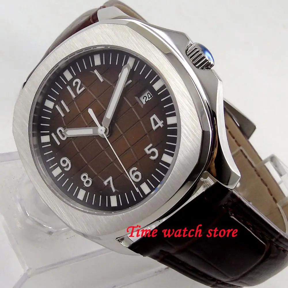 Bliger 40mm Miyota 8215 square automatic wrist watch men sapphire glass waterproof white sunset strile dial Luxury | Наручные часы