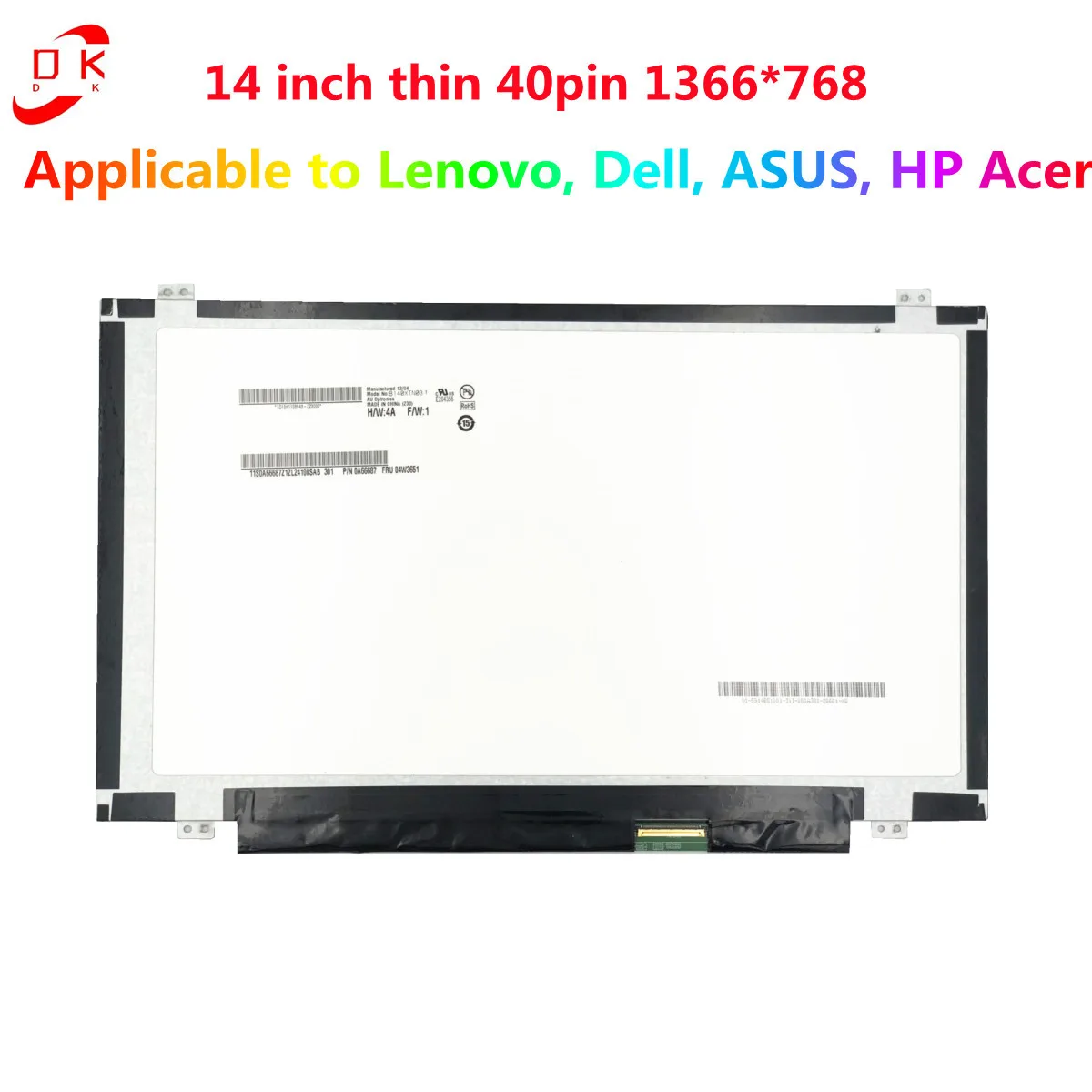 14 Inch Slim 40 Pin Laptop Display Screen for HB140WX1-300 N140BGE-LB2 LP140WH2 TLS1 N140B6-L06 B140XW03 V.0 X6HA 1