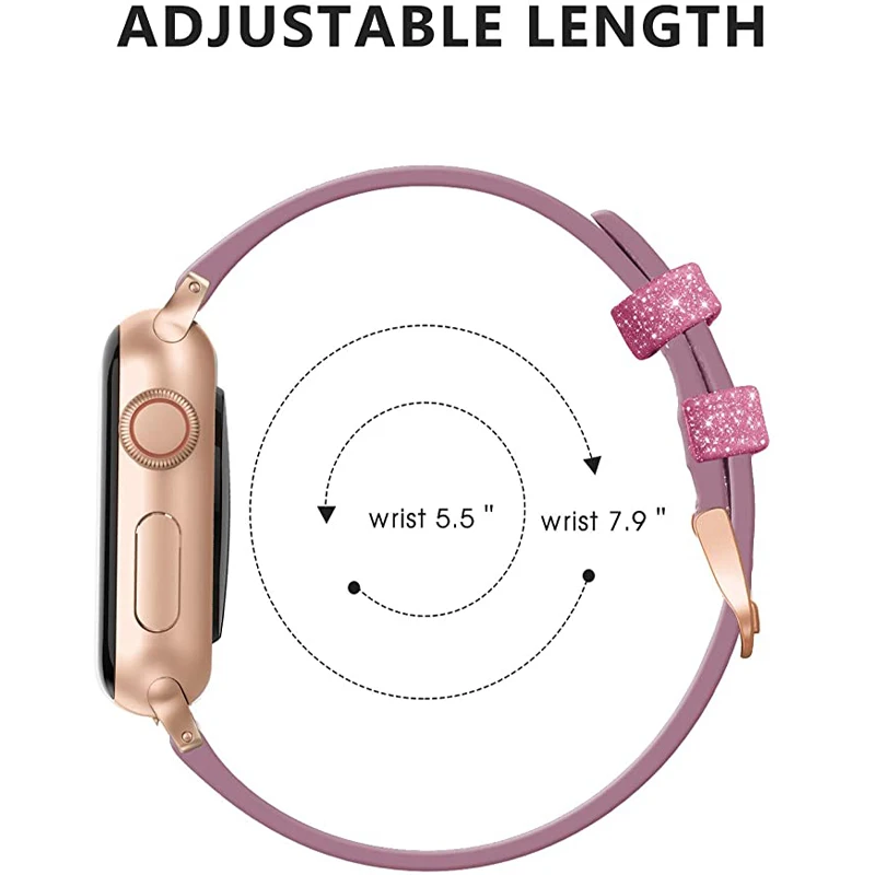 

For Apple Watch Band Leather Band 40mm 42mm 44m 38mm Strap Leather Band Compatible For iWatch Shiny Glitter Matte Slim Wristband