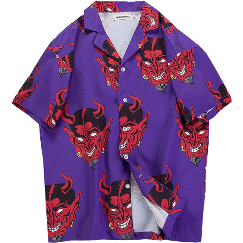 

Летняя Пляжная мужская хлопковая рубашка с коротким рукавом и принтом, дропшиппинг