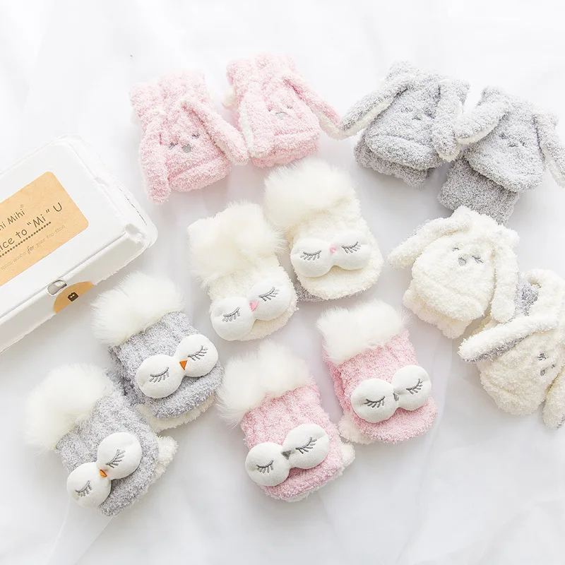 3 пары осенне зимних пушистых и утепленных полусторонних нагревательных носков