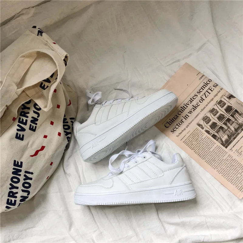 

Hot Vrouwen Sneakers 2020 Fashion Breathble Gevulkaniseerd Schoenen Vrouwen Pu Lederen Platform Schoenen Vrouwen Lace Up Casual